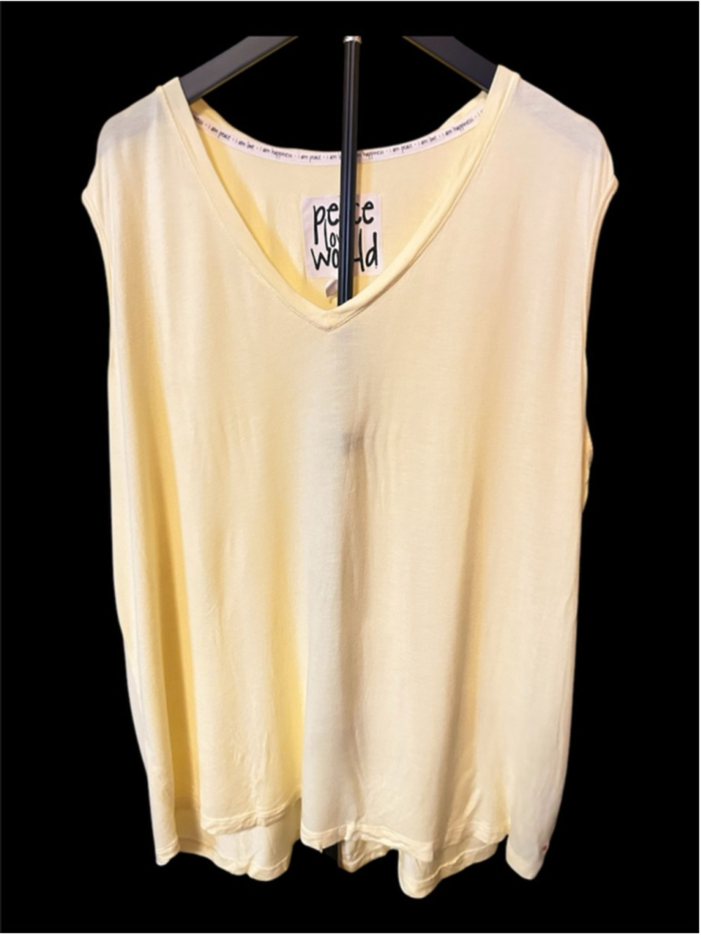Women's Peace Love World Tank Top 3X Yellow